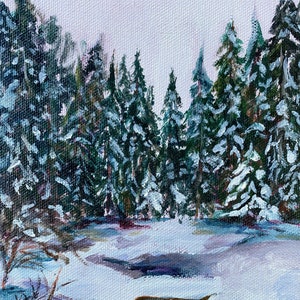 Original Landscape Painting, Landscape Art, Snowy Forrest, Forrest Painting, Mountain Painting, Snow Scene, Wall Art, Winter Painting