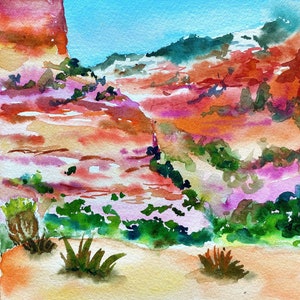 Landscape Painting Desert Painting Watercolor Landscape Arizona Painting Original Landscape Painting Original Watercolor Landscape image 1
