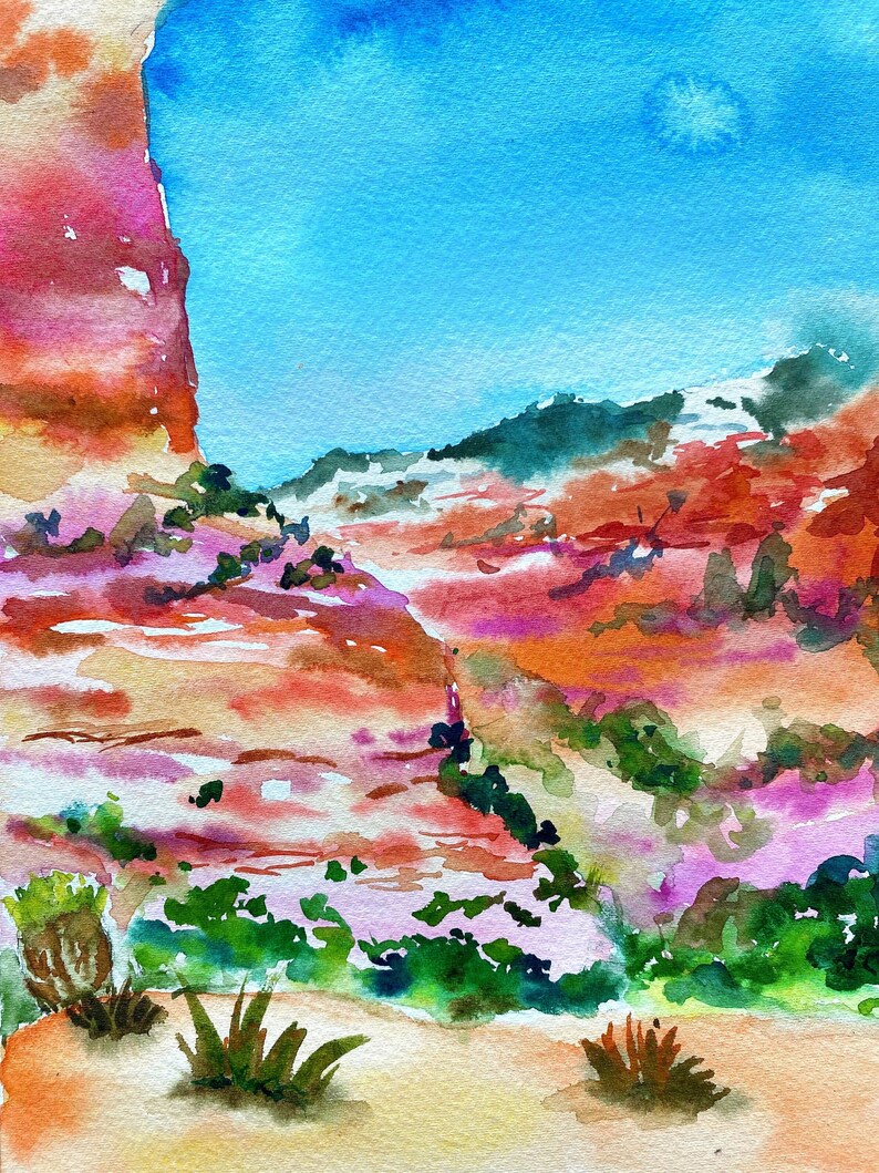 Landscape Painting Desert Painting Watercolor Landscape Arizona Painting Original Landscape Painting Original Watercolor Landscape image 1