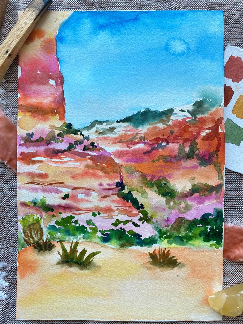 Landscape Painting Desert Painting Watercolor Landscape Arizona Painting Original Landscape Painting Original Watercolor Landscape image 5