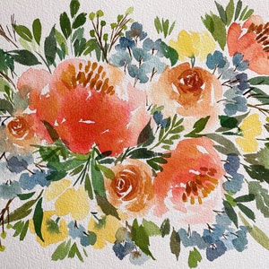 Original Watercolor Floral Painting, Wall Art, Home Decor, Watercolor Flower Painting, Bouquet Painting, Flower Wall Art, Original Wall Art