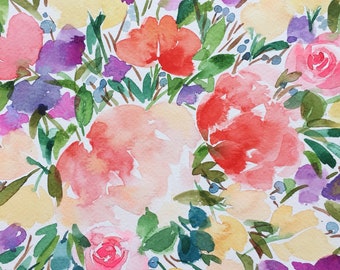 Flower Wall Art, Original Watercolor Art, Watercolor Florals, Flower Artwork, Bouquet Art, Floral Home Decor, Flower Painting