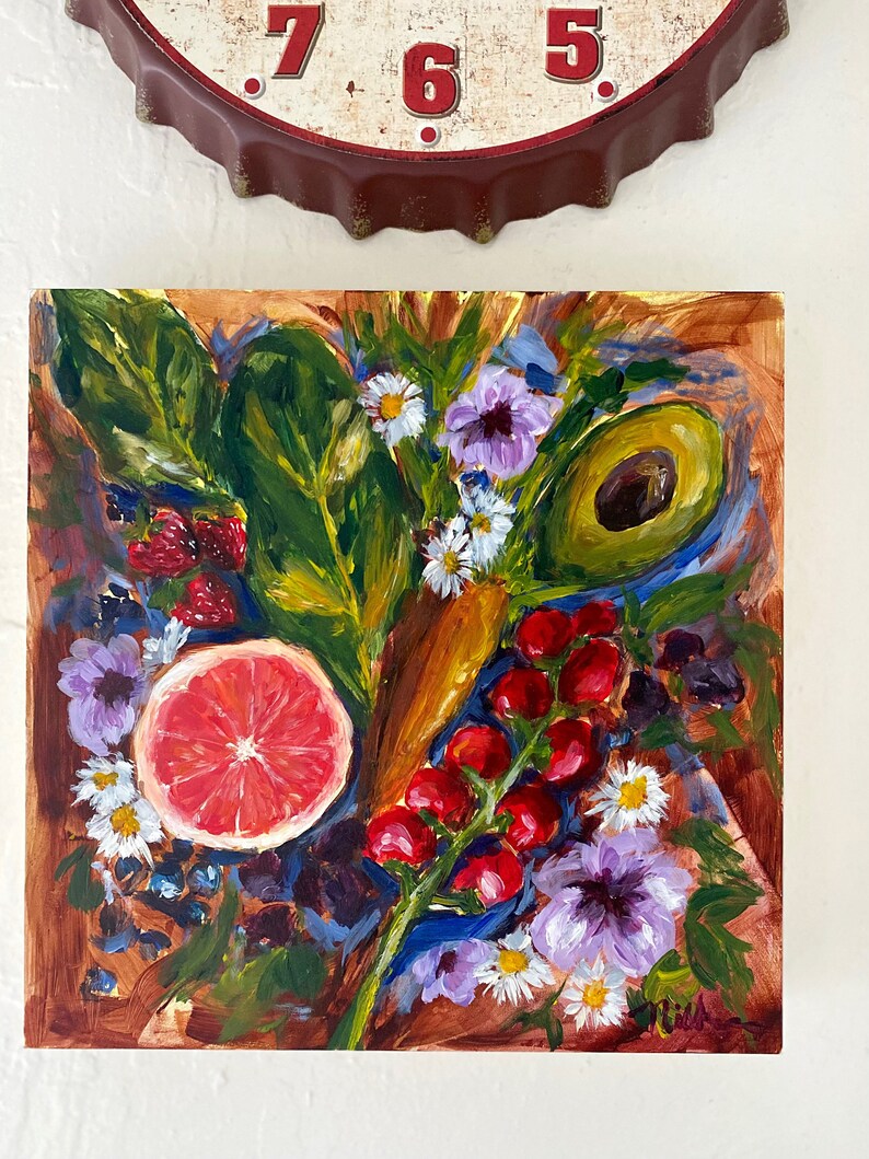 Kitchen Artwork Kitchen Decor Fruit Artwork Kitchen Painting Food Painting Culinary Art Kitchen Art Foodies Chef's Gift image 3