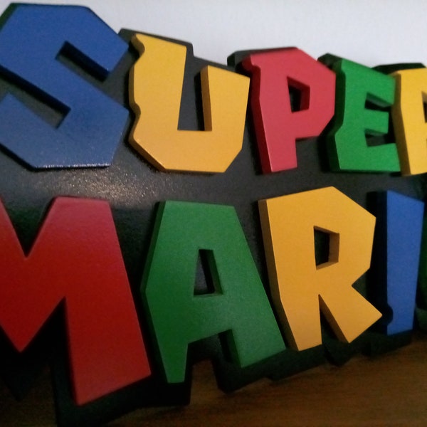 Logo Super Mario en bois