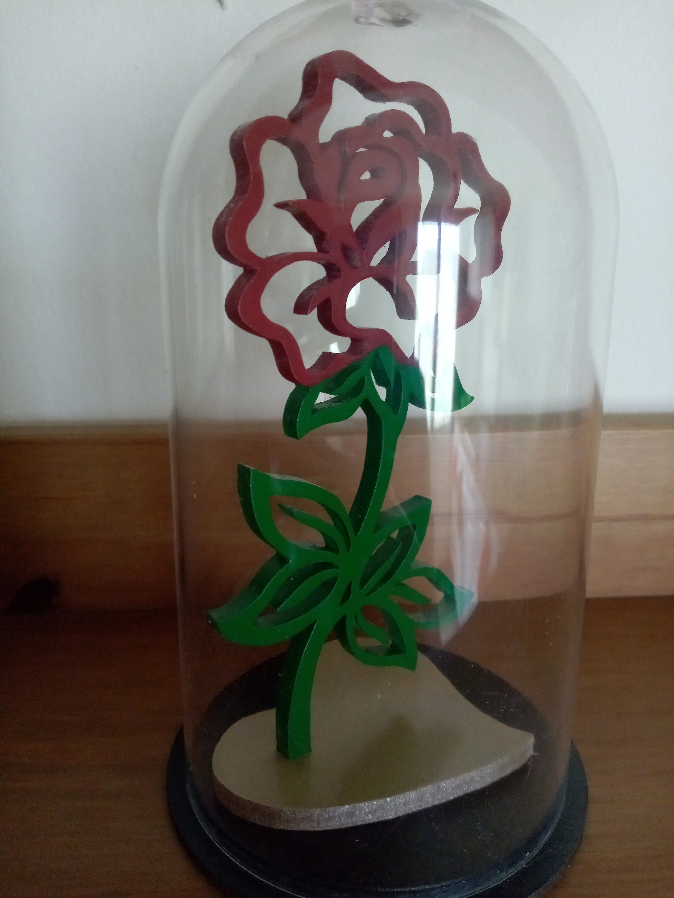 Rose en Bois Sous Cloche