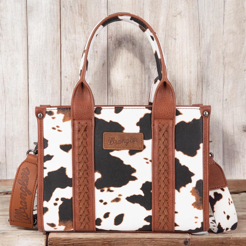 Wrangler - Womens Cow Print Concealed Carry Tote/Crossbody Bag main image 1