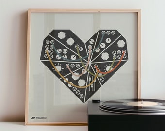 Sintetizador Love Music Poster / Sintetizador modular Diseño en forma de corazón / Arte musical para productor musical