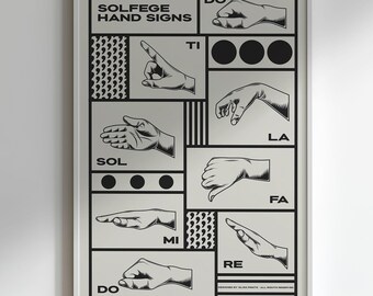 Solfege Hand Sign Poster | Music Art Print, Cream| Gift for Choir Director, Chorus Singer