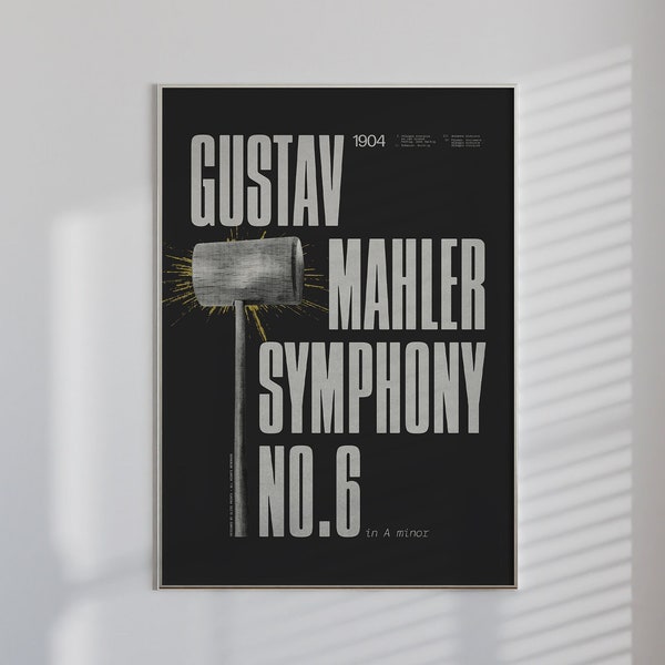 Gustav Mahler Symphony No. 6 Concert Poster | Classical Music Print | Music Room Decor