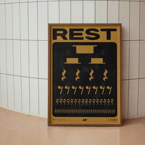 Music Rest Symbol Poster, Yellow | Music Classroom Music Studio Decor