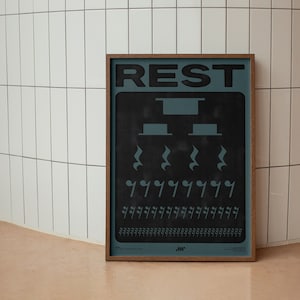 Music Rest Symbol Poster, Blue | Music Classroom Music Studio Decor