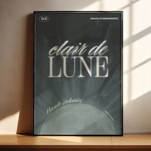 Cartel del concierto Clair de Lune de Claude Debussy / Impresión de arte de piano de música clásica