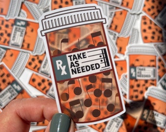 Music Notes Pill Bottle Sticker | Clear Decal for Music Lovers | Music is Medicine