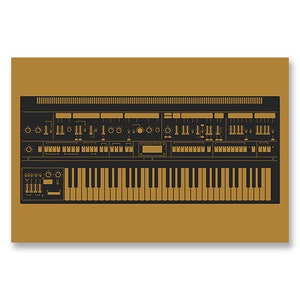 Synthesizer Poster Inspired by Roland Jupiter-8 Gift for Music Producer, Electronic Musician, Composer Yellow image 2