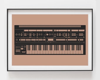 Synthesizer Poster | Inspired by Roland Jupiter-8 | Gift for Music Producer, Electronic Musician, Composer | Pink