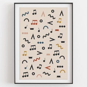 Music Notes Poster, Music Symbols, Music Room Decor, Cream