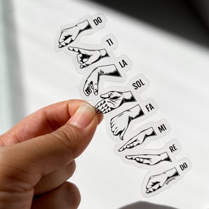 Solfege Hand Signs Clear Sticker | Gift for Choir Director, Singer