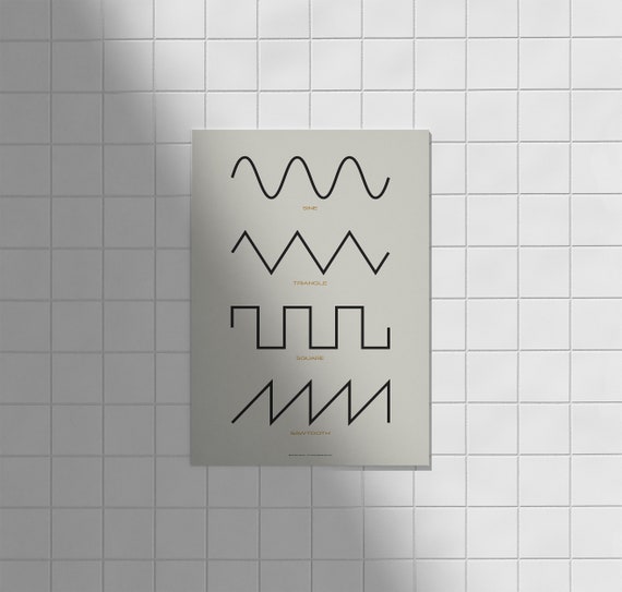 Synthesizer Waveforms Poster, Cream | Gift for Music Producer, DJ, Engineer, Composer