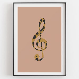 Treble Clef Poster | Muziekkunst, Animal Print | Muziek Lover Gift