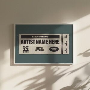 Custom Ticket Stub Poster | Concert Ticket | Gift for Music Lover Blue