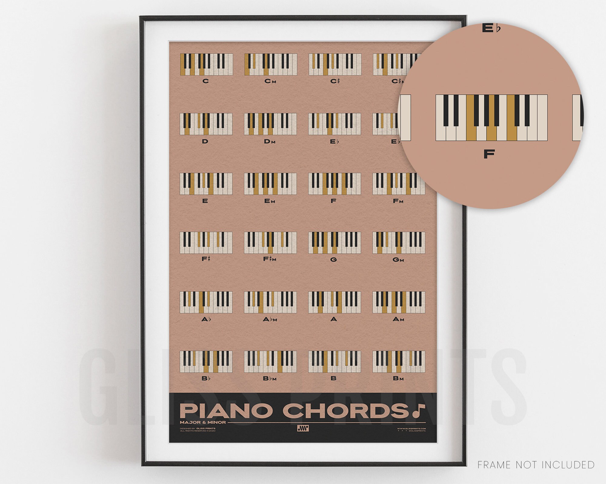 Tabla de acordes de piano / Acordes mayores y menores / Póster - Etsy ...