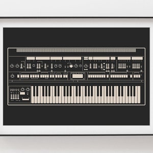 Synthesizer Poster | Inspired by Roland Jupiter-8 | Gift for Music Producer, Electronic Musician, Composer | Black