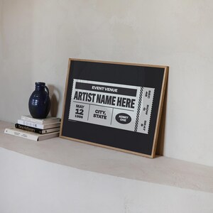 Custom Ticket Stub Poster | Concert Ticket | Gift for Music Lover Black