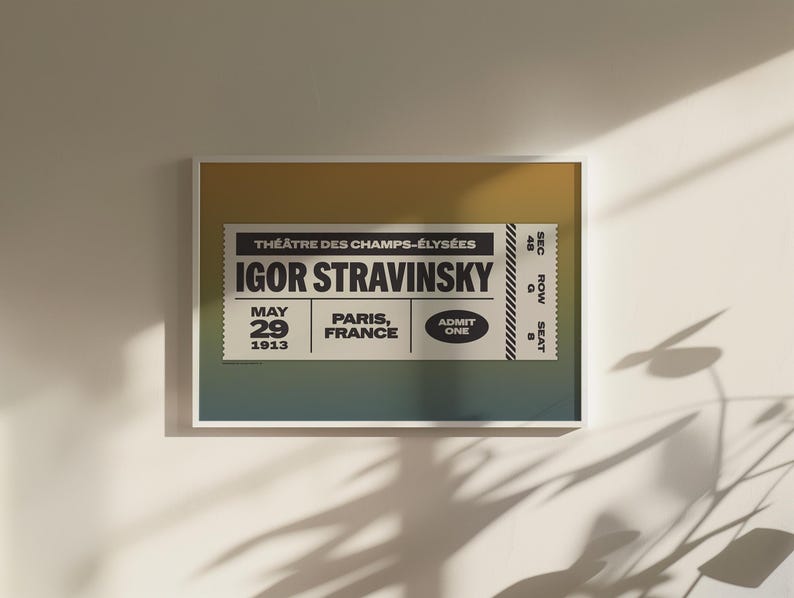 Custom Ticket Stub Poster | Concert Ticket | Gift for Music Lover Blue Yellow Gradient