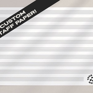 Custom Music Staff Paper | Personalized Music Manuscript Paper | Printable Horizontal PDF