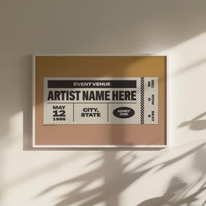Custom Ticket Stub Poster | Concert Ticket | Gift for Music Lover Pink Yellow Gradient