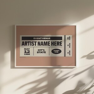 Custom Ticket Stub Poster | Concert Ticket | Gift for Music Lover Pink