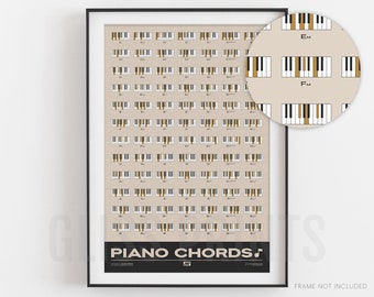 Piano Chords Chart | Gift for Pianist, Piano Player |  Cream