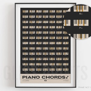 Piano Chords Chart | Gift for Pianist, Piano Player | Black