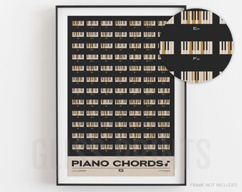 Piano Chords Chart | Gift for Pianist, Piano Player | Black