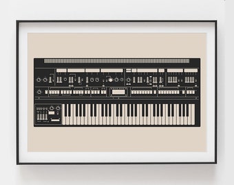 Synthesizer Poster | Inspired by Roland Jupiter-8 | Gift for Music Producer, Electronic Musician, Composer | Cream