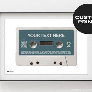 Custom Cassette Tape Print | Personalized Music Playlist Poster