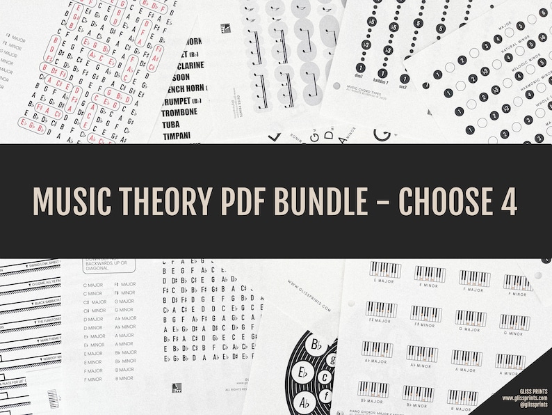 Music Theory Cheat Sheet PDF Bundle Four Printable Digital - Etsy