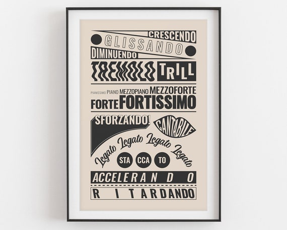 Musical Terms Print | Music Poster, Cream - Etsy