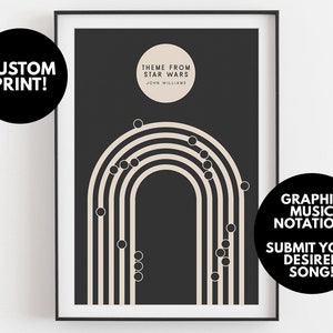 Custom Music Print | Choose Your Song | Graphic Music Notation, Black