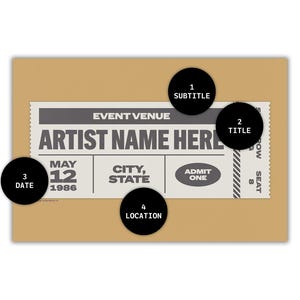 Custom Ticket Stub Poster | Concert Ticket | Gift for Music Lover image 2