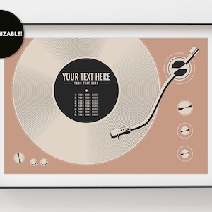 Benutzerdefinierte Vinyl-Schallplatte Poster | Personalisierte Druck, rosa | Geschenk für Musikliebhaber