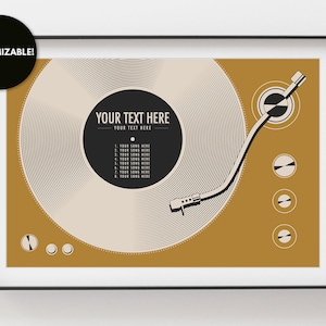 Custom Vinyl Record Poster | Personalized Print, Yellow | Gift for Music Lover