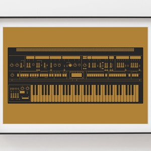 Synthesizer Poster Inspired by Roland Jupiter-8 Gift for Music Producer, Electronic Musician, Composer Yellow image 1