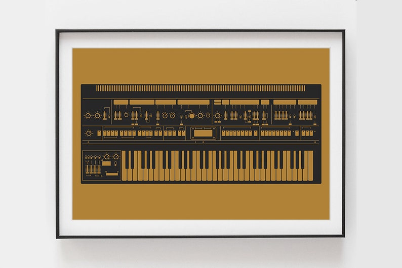 Synthesizer Poster Inspired by Roland Jupiter-8 Gift for Music Producer, Electronic Musician, Composer Yellow image 1