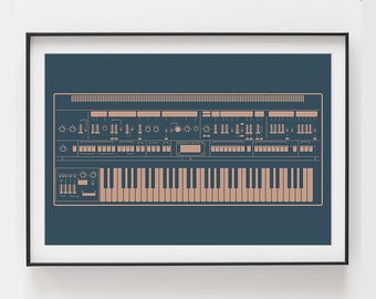 Synthesizer Poster | Inspired by Roland Jupiter-8 | Gift for Music Producer, Electronic Musician, Composer | Blue