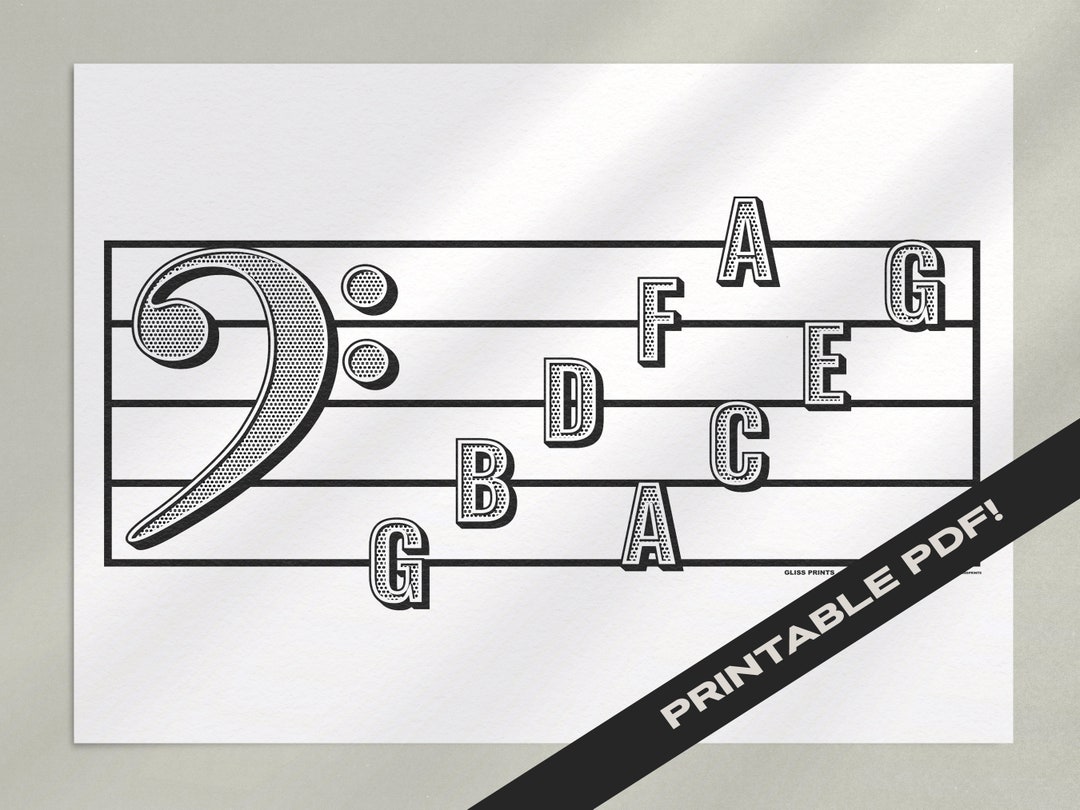 Bass Clef Note Names Printable PDF | Typography Design | Music ...