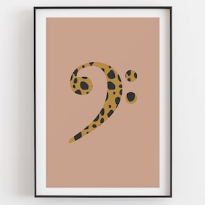 Bass Clef Poster | Music Art, Animal Print | Music Lover Gift