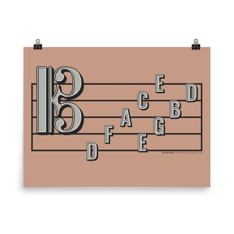 Pink Clef Note Tenor Clef Note Names Poster, Pink - Etsy