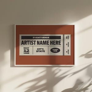 Custom Ticket Stub Poster | Concert Ticket | Gift for Music Lover Red
