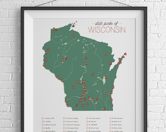 Wisconsin State Parks Map 11x17 Poster